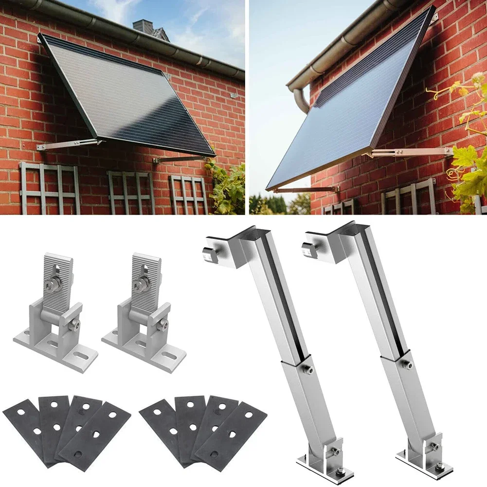 1 Pair Solar Panel Roof Bracket Mounting Stand 15-30° Adjustable Pv Fixings Aluminum Alloy AL6005-T5 Short And Long Supports