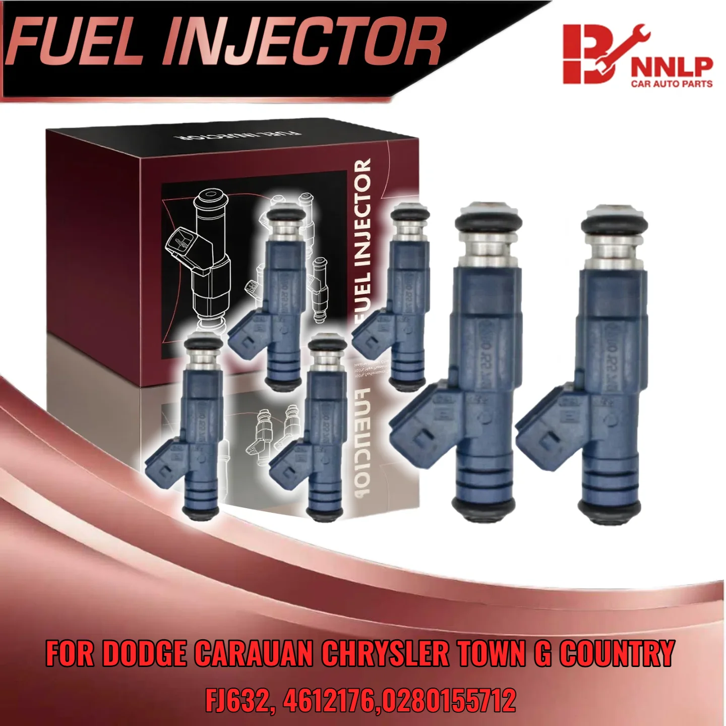 

for Dodge Caravan for Chrysler Town Country 6PCS Fuel Injectors V6 3.3L 1992 1993 0280155712