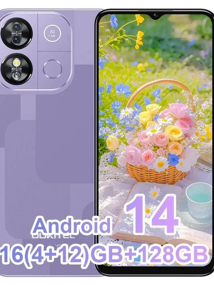 OUKITEL C57 Pro Android 14 Smartphone 16GB (4 + 12) RAM 128GB ROM 4300mAh 4G 6.52 ''HD + 13MP GPS Double SIM téléphone portable