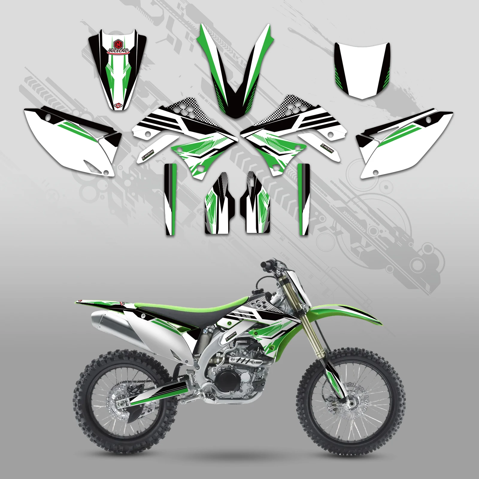 

NICECNC для Kawasaki KX450F KXF 450 KX 450F 2009 2010 2011, мотоциклетные графические фоновые наклейки, комплект наклеек на заказ