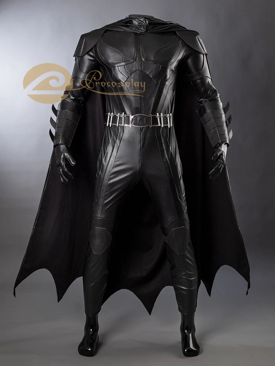 Bruce Wayne Cosplay Costume Black Jumpsuit Cloak Headgear Men Halloween Outfits C07967