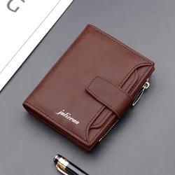 Men's Short 15 Card Slot Buckle Wallet PU Leather Folding Purse Fashion Matching Man Business Zero Zipper Wallet New 2022