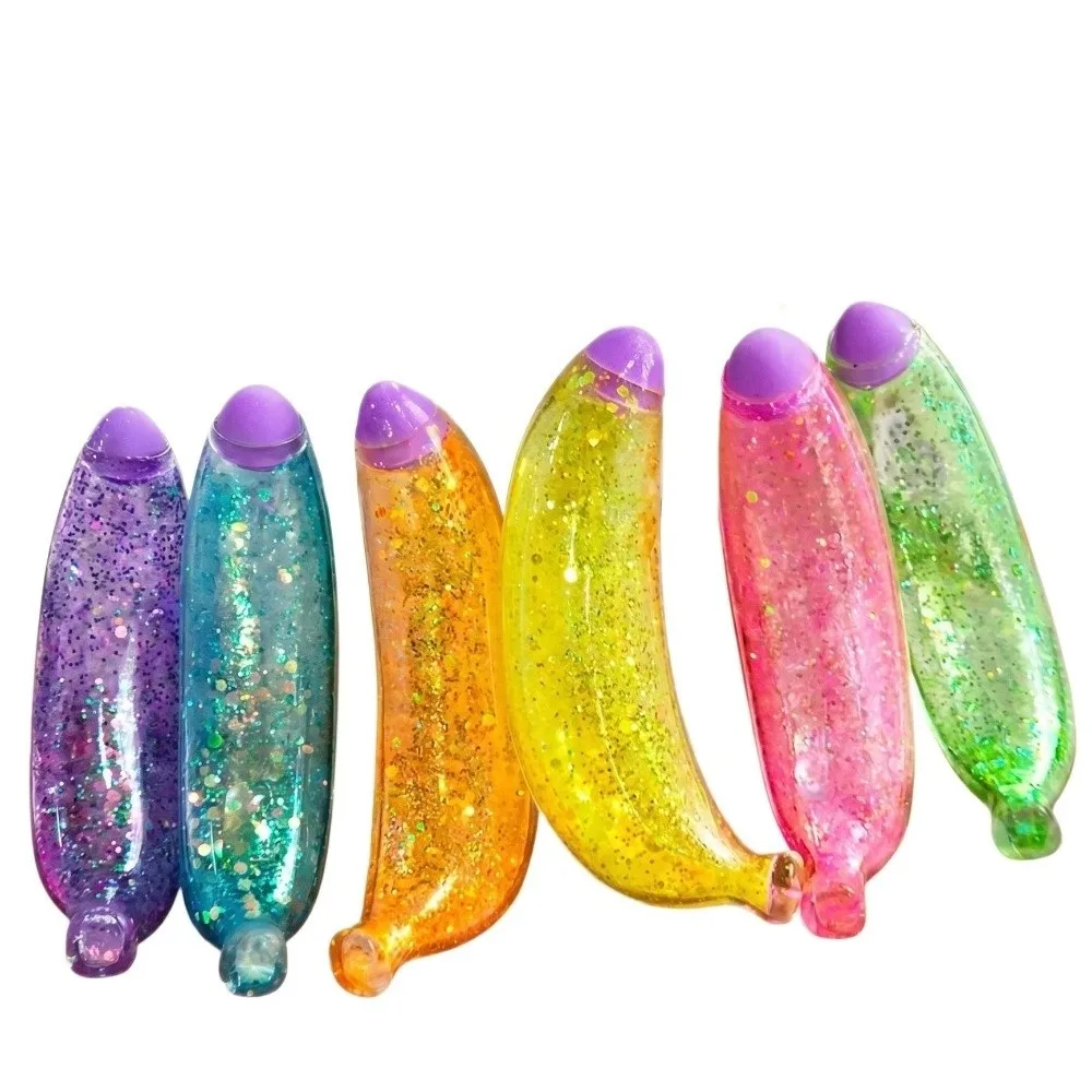 Durable Glitter Banana Squeeze Slow Rising Stretchable Glitter Squeeze Stress Relief Slow Rising for Adults