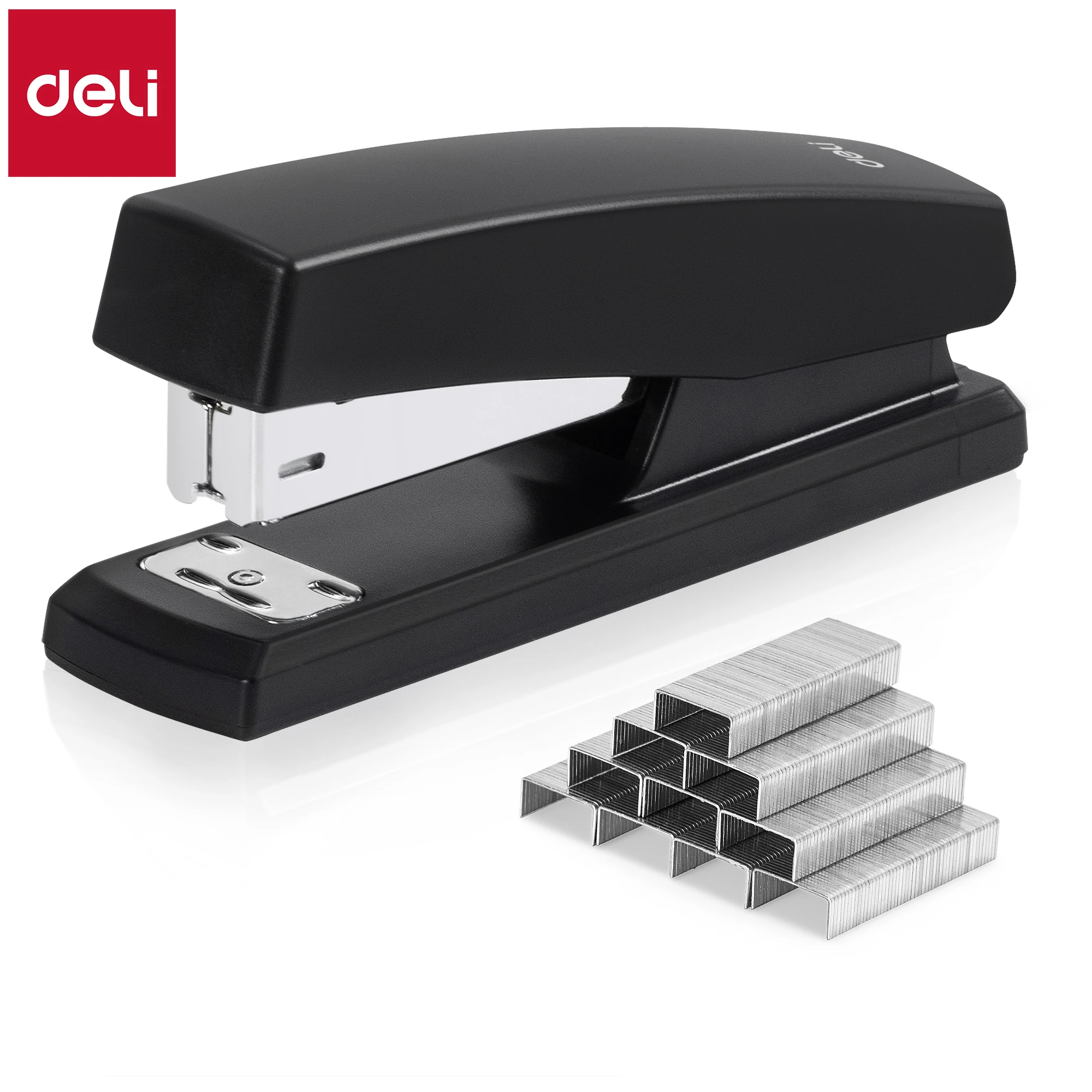 Deli 0425 Heavy-Duty Stapler with 1 Box of Staples 20 Sheet Capacity Labor-Saving Design for Office School Stationery Supplies