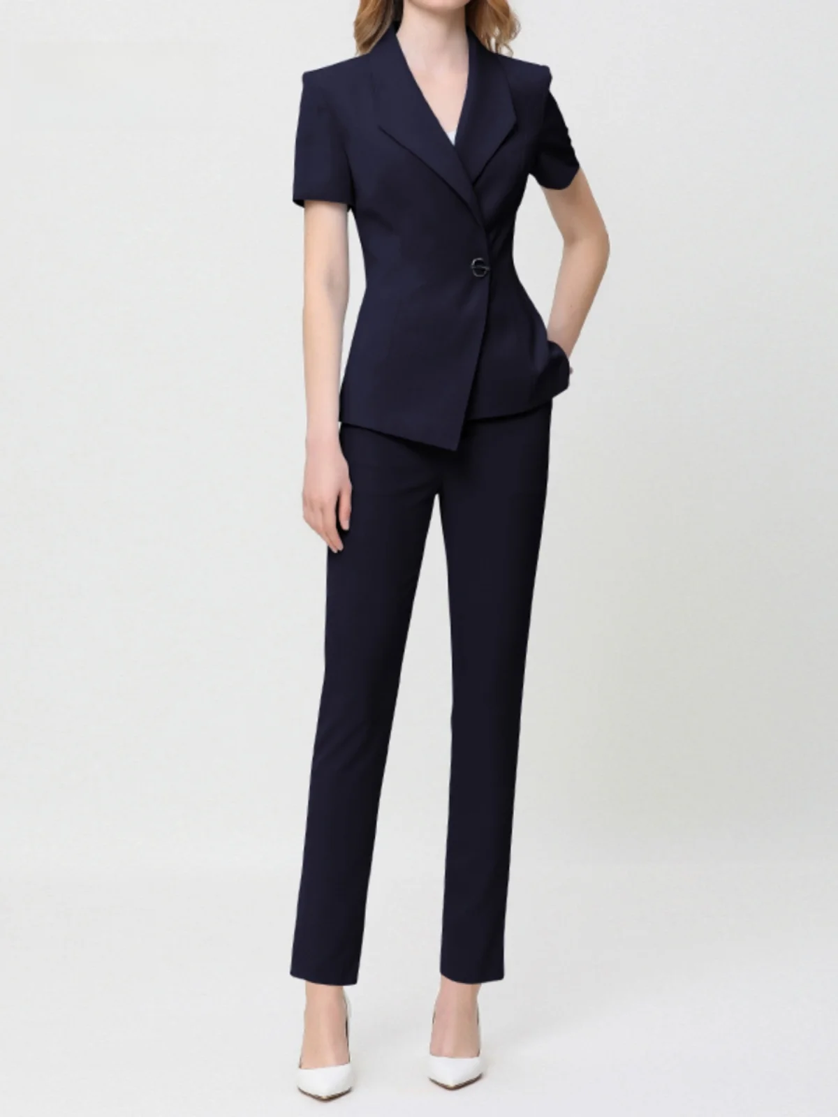 Summer Thin Short Sleeve Suit Set for Women High End Managerial Professional Hotel Work Uniform Jewelry Store Staff Uniform