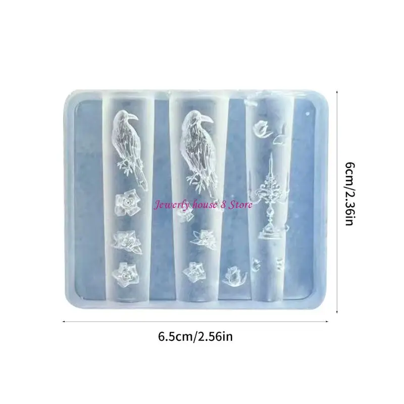 قالب سيليكون للأظافر على شكل غراب قوطي من أجل تصميمات فنية للأظافر