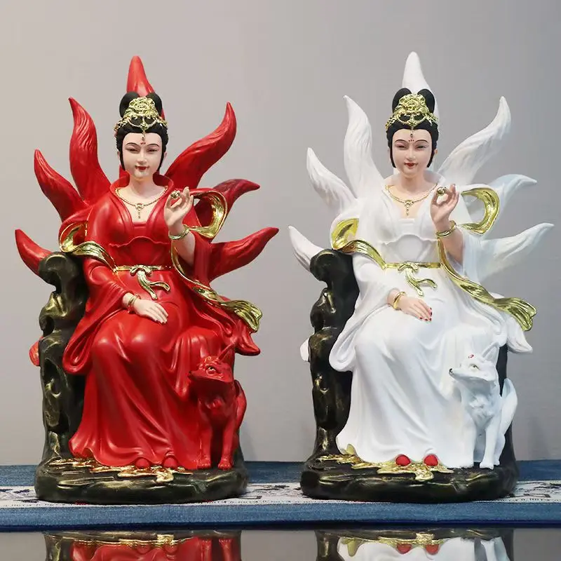 Z Resin Nine Tailed Fox Art Ornament Mythology Fox Fairy Statue Indoor Chinese Style Home Decoration