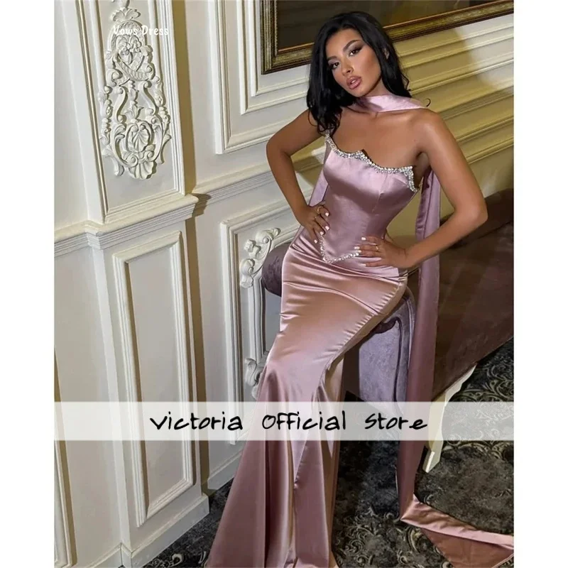 

Prom Dresses 2025 Luxury Women's Elegant Party Dress Custom Made Fishtail Skirt Satin Cloth Rhinestone Robe Soiree Evening
