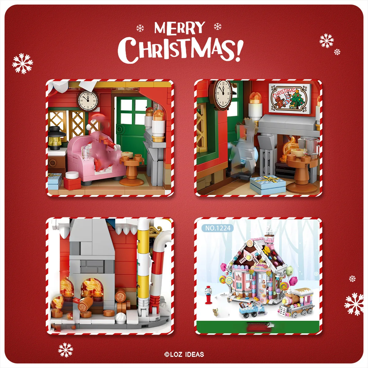 LOZ-1223 Christmas Toys Christmas Vintage House Building Santa Claus Puzzle model Children\'s Christmas building blocks toy