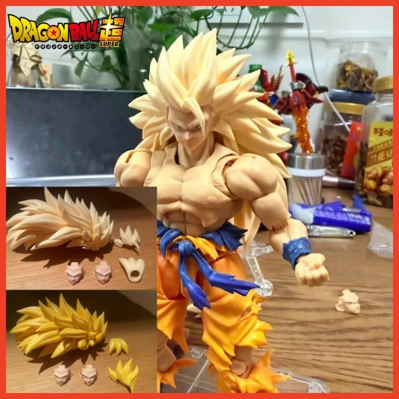 

New Jesse Custom Anime Action Figures Dragon Ball Shf Super Saiyan Ssj3 Son Goku Head Accessories Kit Collectible Anime Toys