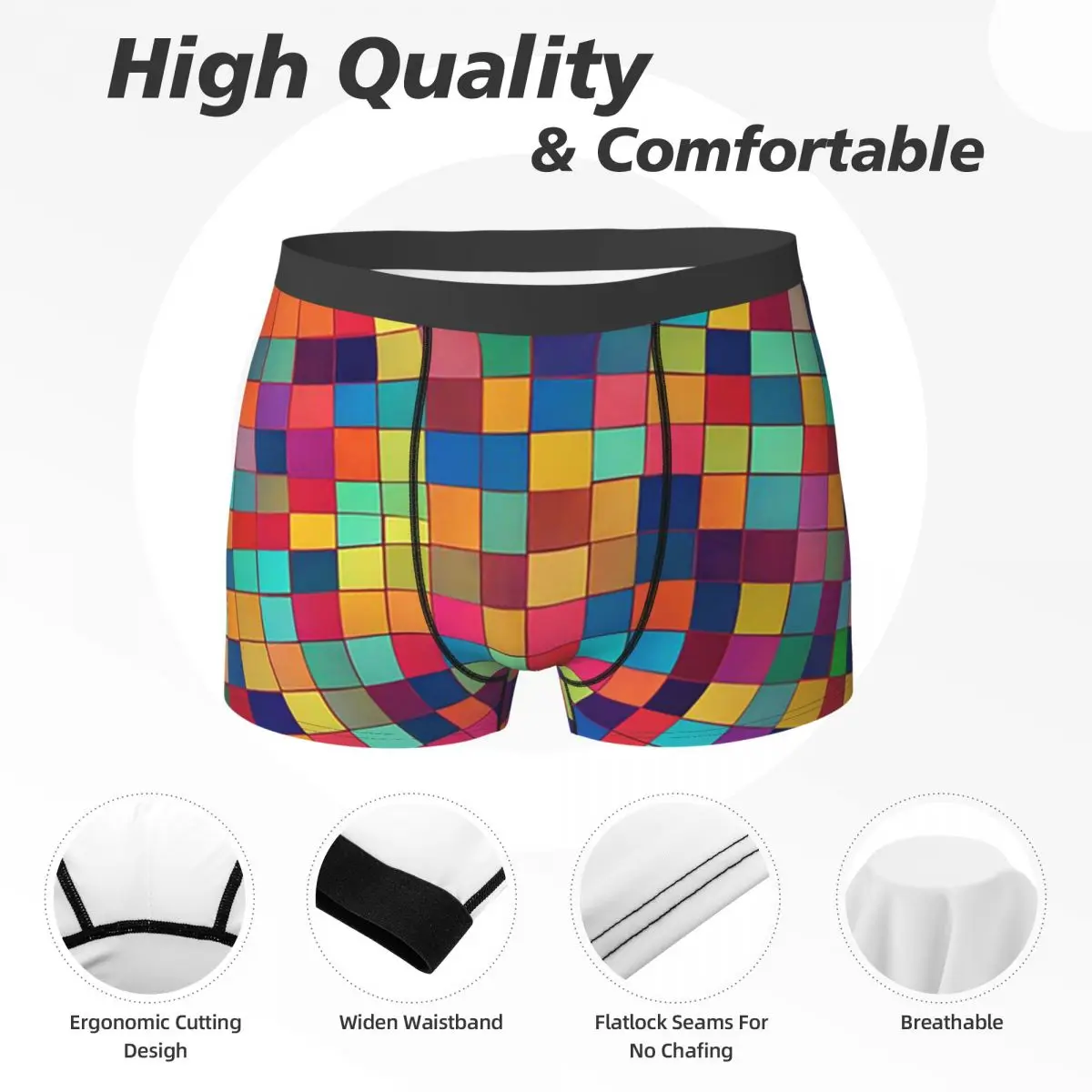 الملاكم السروال السراويل متعدد الألوان فسيفساء قوس قزح سراويل الذكور تهوية الملابس الداخلية لهدايا رجل صديقها أوم
