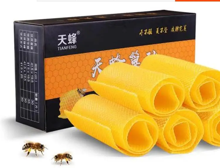 

35pcs/box Nest foundation 41.5CMx19.5CM apis cerana High temperature primary color wax honeycomb NO.TXF-1098