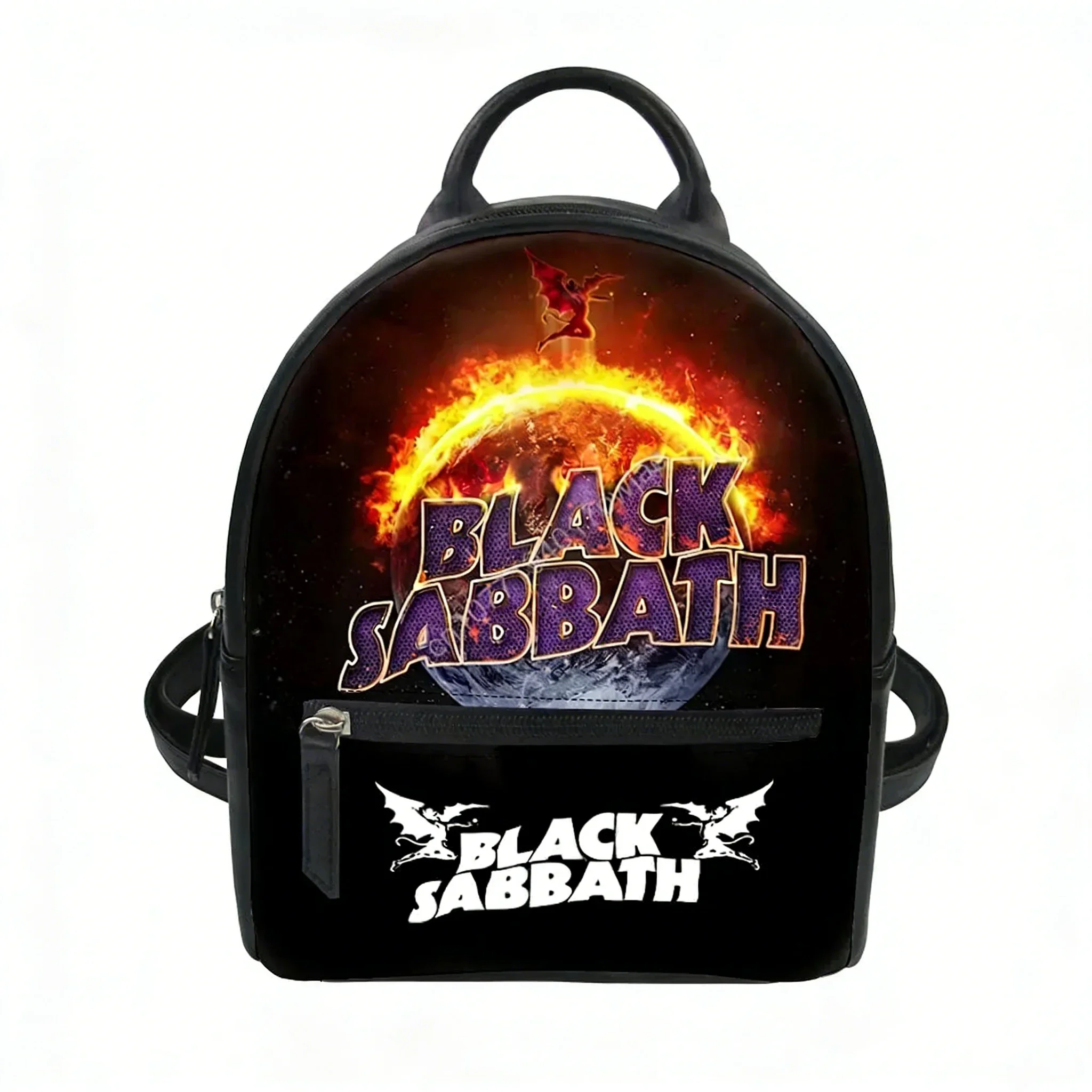 

Black Sabbath Rock Band Custom Mini Small Backpack Purse Carter Schoolbags Double Shoulder Bag Mini Daypack Leather Travel Bag