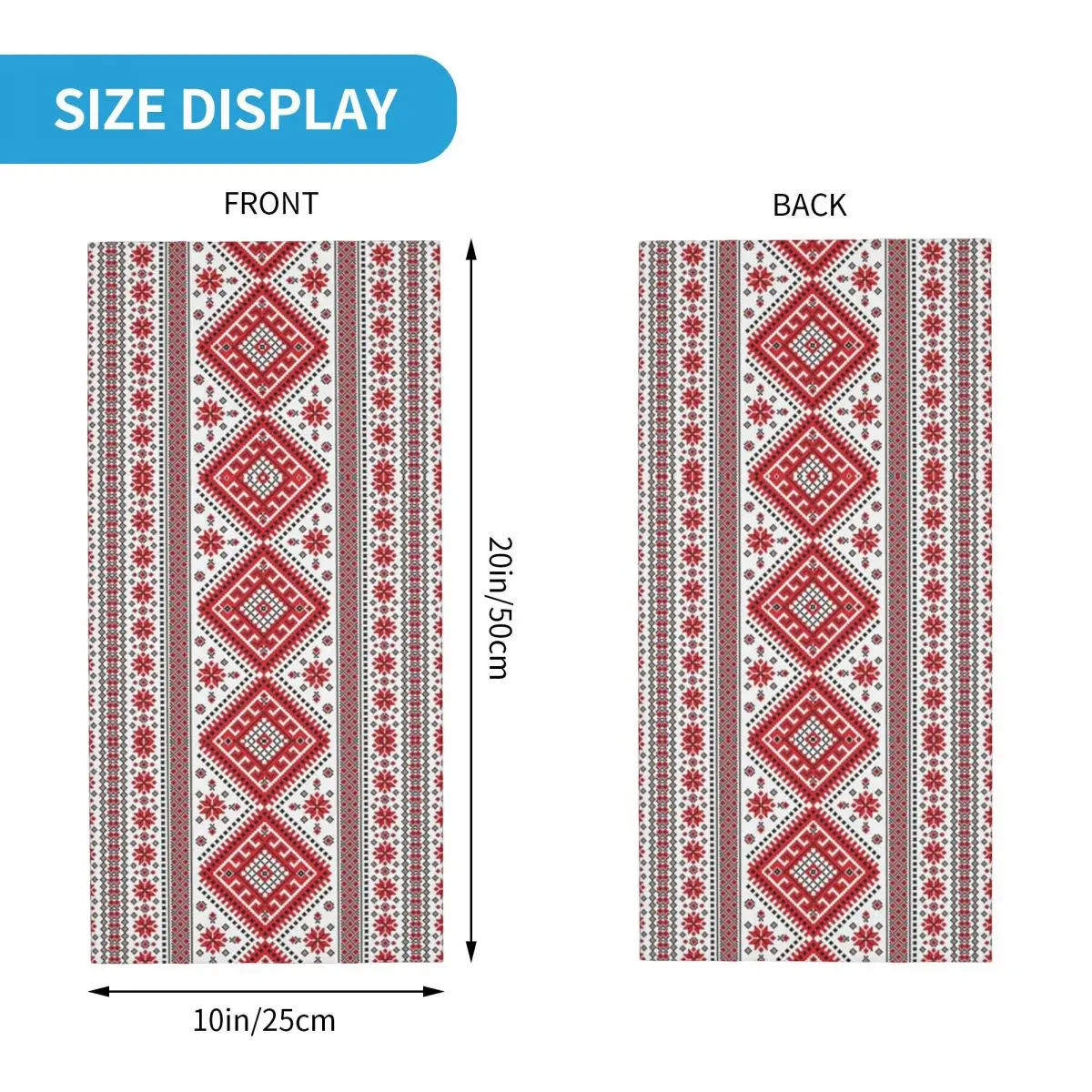 Bold Colorful Ukraine Style Vyshyvanka Embroidery Bohemian Geometric 3 Bandana Neck Gaiter Magic Scarf Balaclava Hiking Fishing