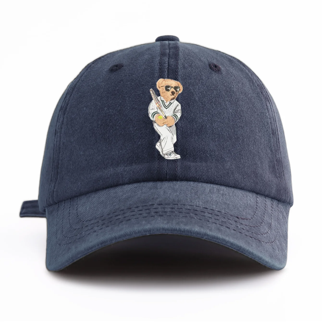 성인용 야구 모자 1개, 야구공 곰 프린트 워싱 야구 모자, 미니멀리스트 레트로 스타일 캐주얼 소프트 조절 가능한 아빠 모자, 선물로 완벽