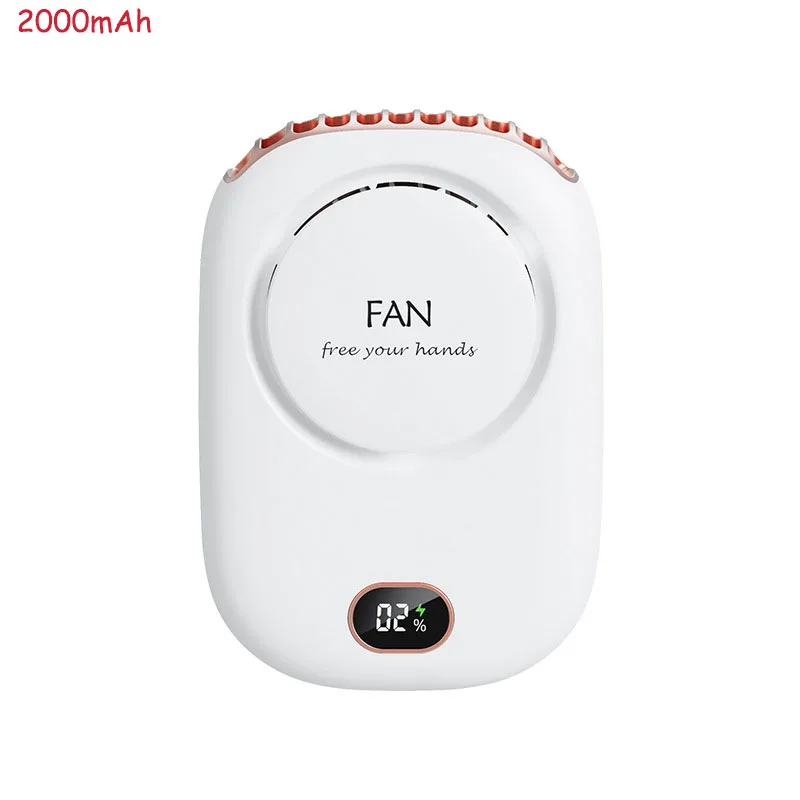 야외 여아 및 아동용 충전식 목 장착 선풍기, 휴대용 강풍 조절 가능, 데스크탑 사무실 선풍기