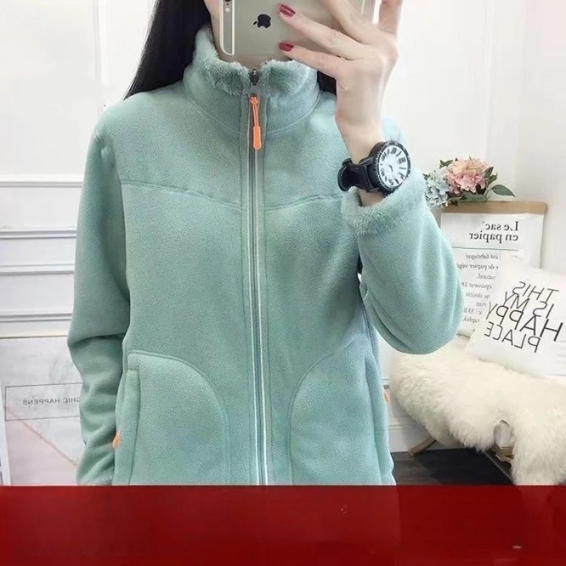 

Fleece Jacket Women Double-sided Can Be Worn In Autumn and Winter Thickened Double-sided Fleece Polar Fleece Jacket