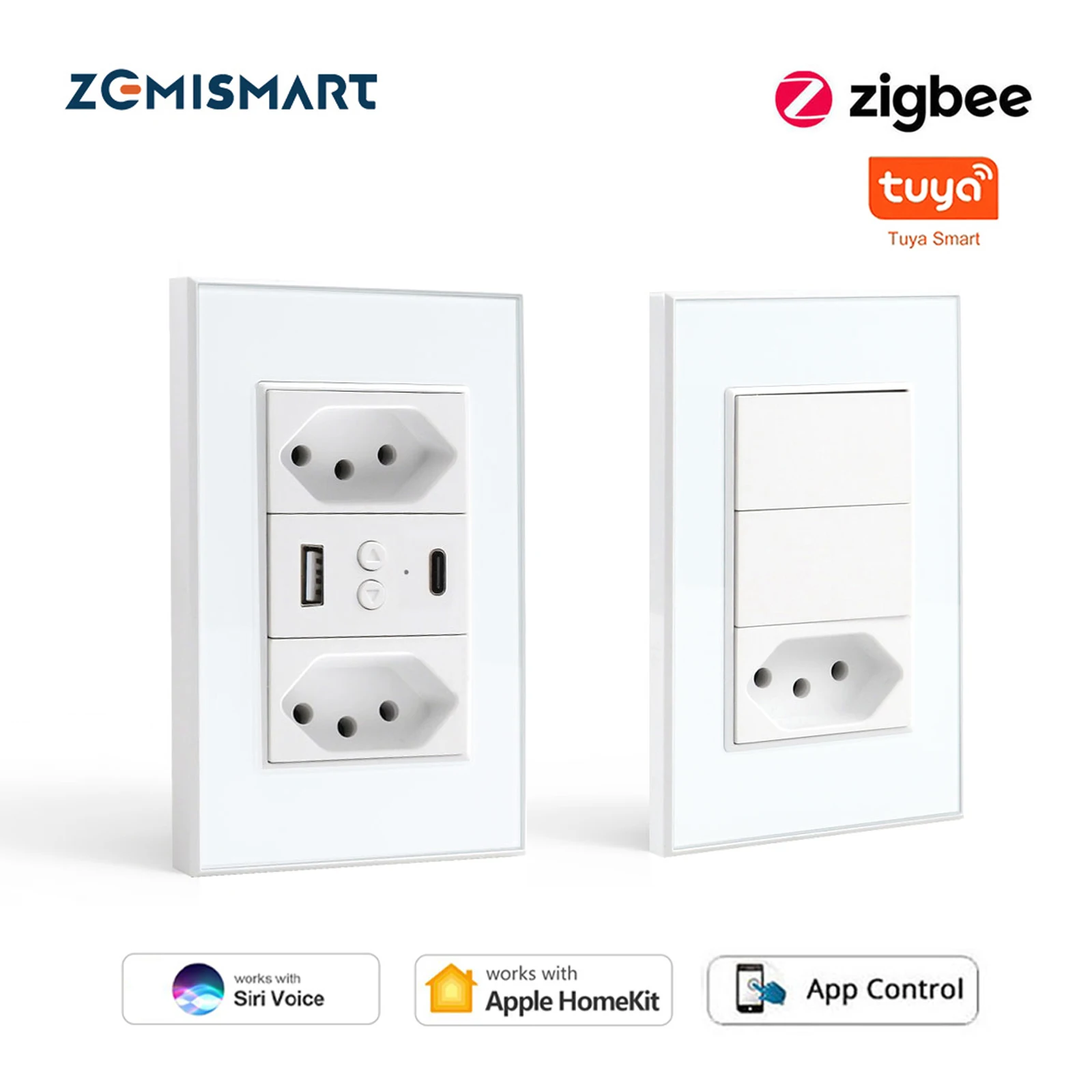 Zemismart Tuya Zigbee 10A presa brasile con interruttore luce Alexa Google Home Siri Control 20A prese brasile a parete tramite Hub ZMHK-01