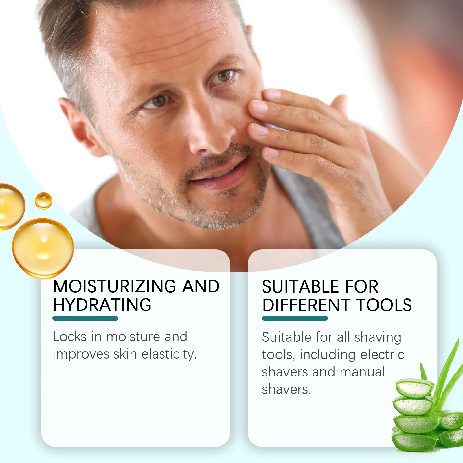 50ml Aloe Shaving Mousse for Men Keep Refresh Comfortable Softening Beard Not Irritaing Deep Cleaning Shave Skin Care Cream