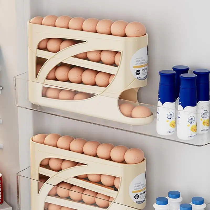 

Refrigerator Egg Tray 4-Tier Egg Holder Dispenser Large Capacity Modern Organization Rack Gathers Up To 30 Eggs Space-Saving For