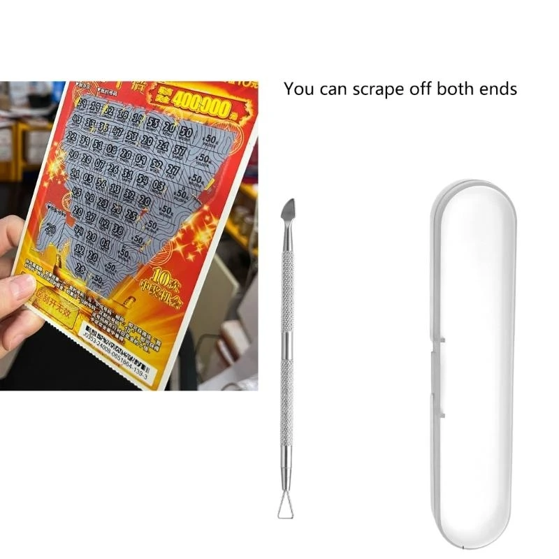0XLD Portable Lottery Tickets Scratcher Tool Metal Lottery Tickets Scratcher Easy to Use Double Headed Ticket Scraper