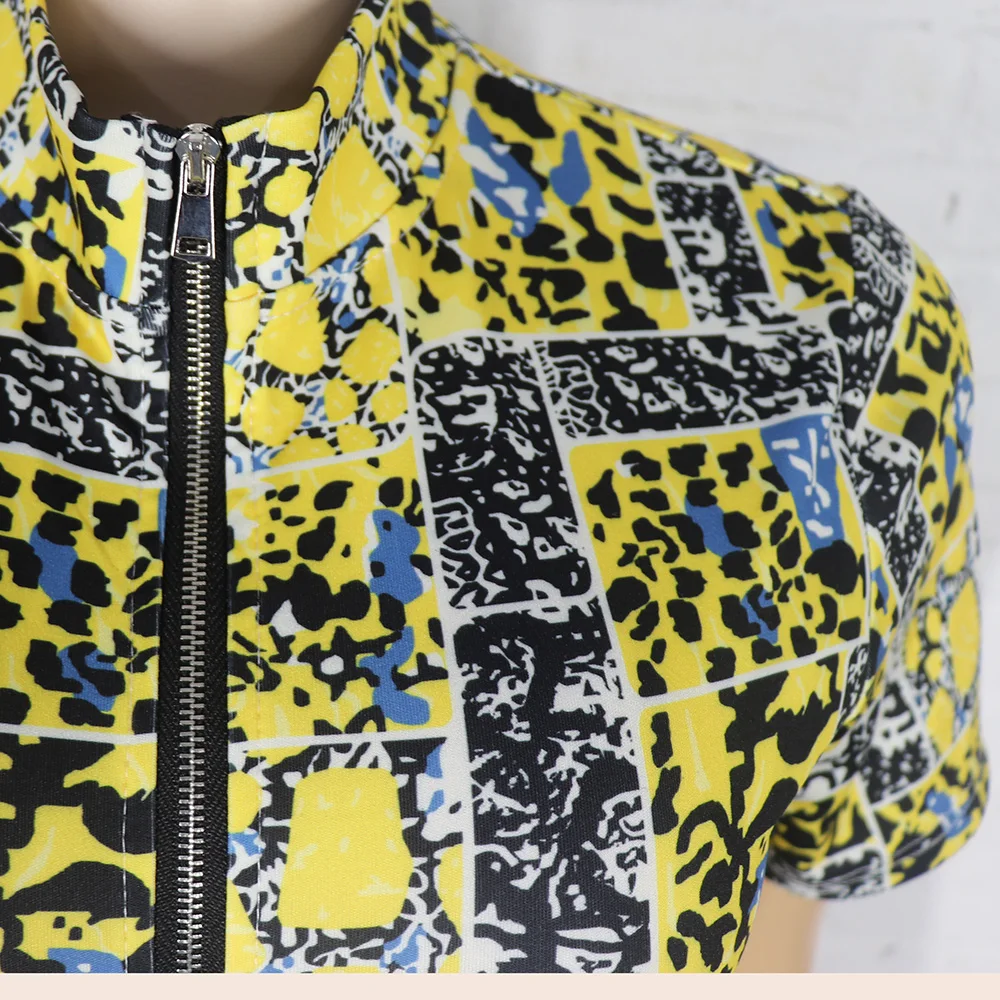 Tuta da mamma africana da donna russa europea e americana tuta a gamba larga con cerniera di qualità stampata elastica