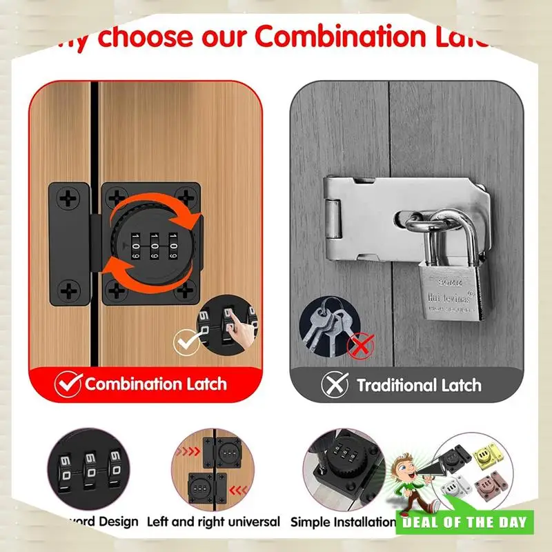 

24-Hour Delivery Cabinet Door Latch Keyless Combination Lock Cabinet Mechanical 3-Digit Passcode Cabinet Lock For Kitchen Cabine