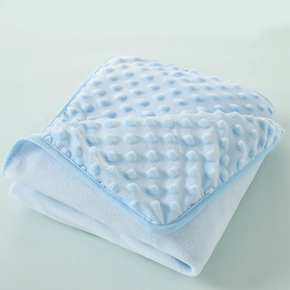 

Baby Blankets Warm Fleece Thermal Soft Stroller Sleep Cover Double Layer Minky Dot Infant Bedding Swaddle Wrap Kids