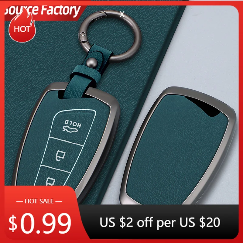 

Автомобильные наклейки из цинкового сплава, кожаный чехол для ключей от автомобиля, брелок для Hyundai Grandeur HG Sedan Santa Fe 3DM Grand SantaFe 2018 IX45 E