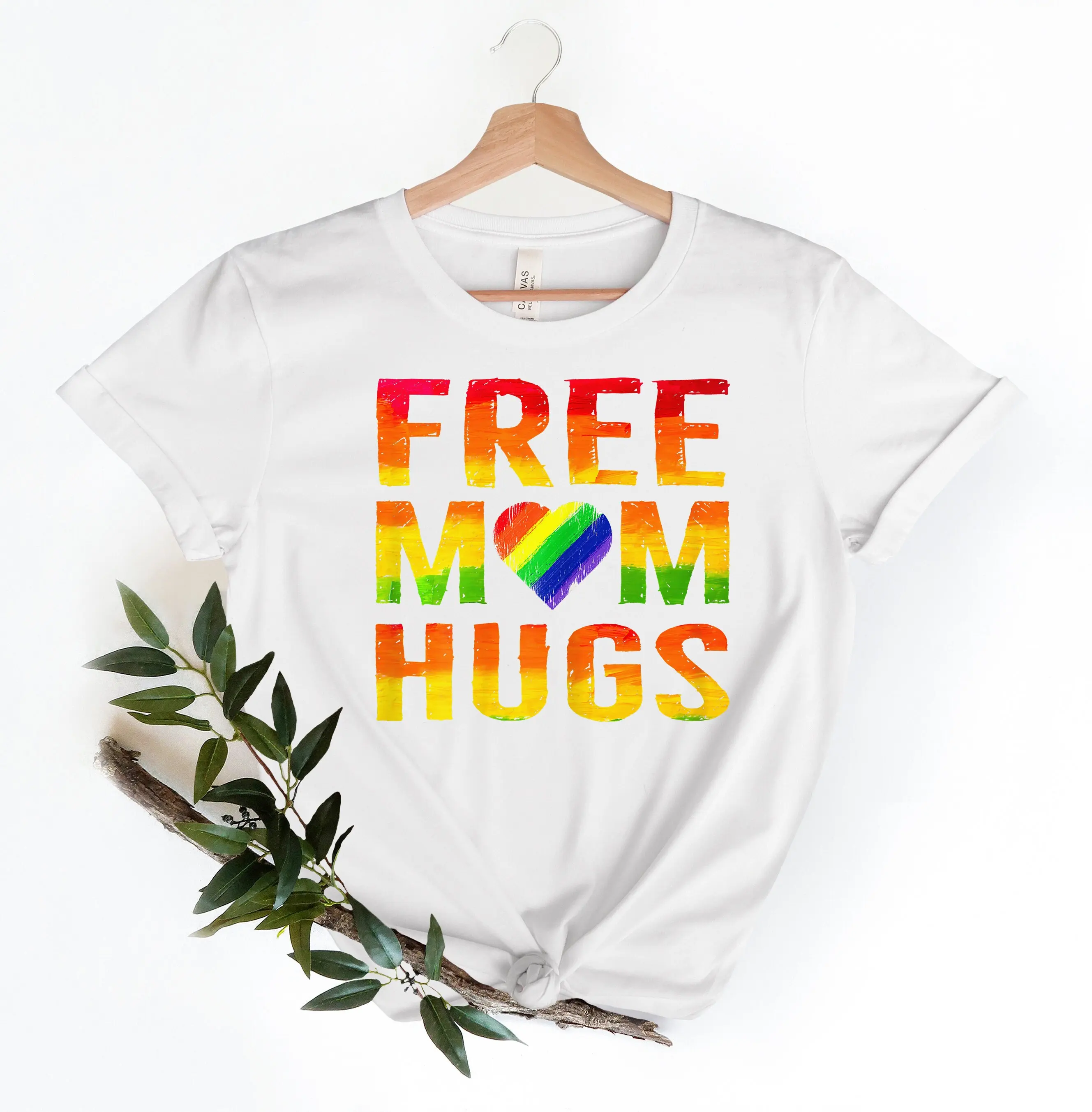 Queer T Shirt Gay Pride Equal Rights LGBT Rainbow Free Mom Hugs Mama Bear LGBTQ