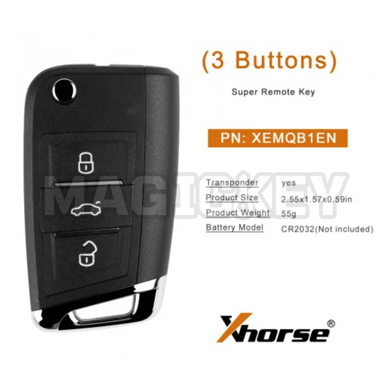 Xhorse Super Remote Key MQB Style 3 Buttons Built-in Super Chip XEMQB1EN Global Version