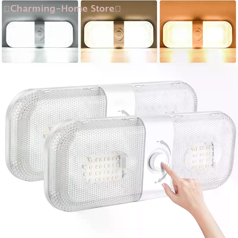 2Pcs 120LED 12-24V Car Interior Light Dome Roof Ceiling Reading Light Cabin Lights For Van Truck RV Boat Camper Car Interior Lig