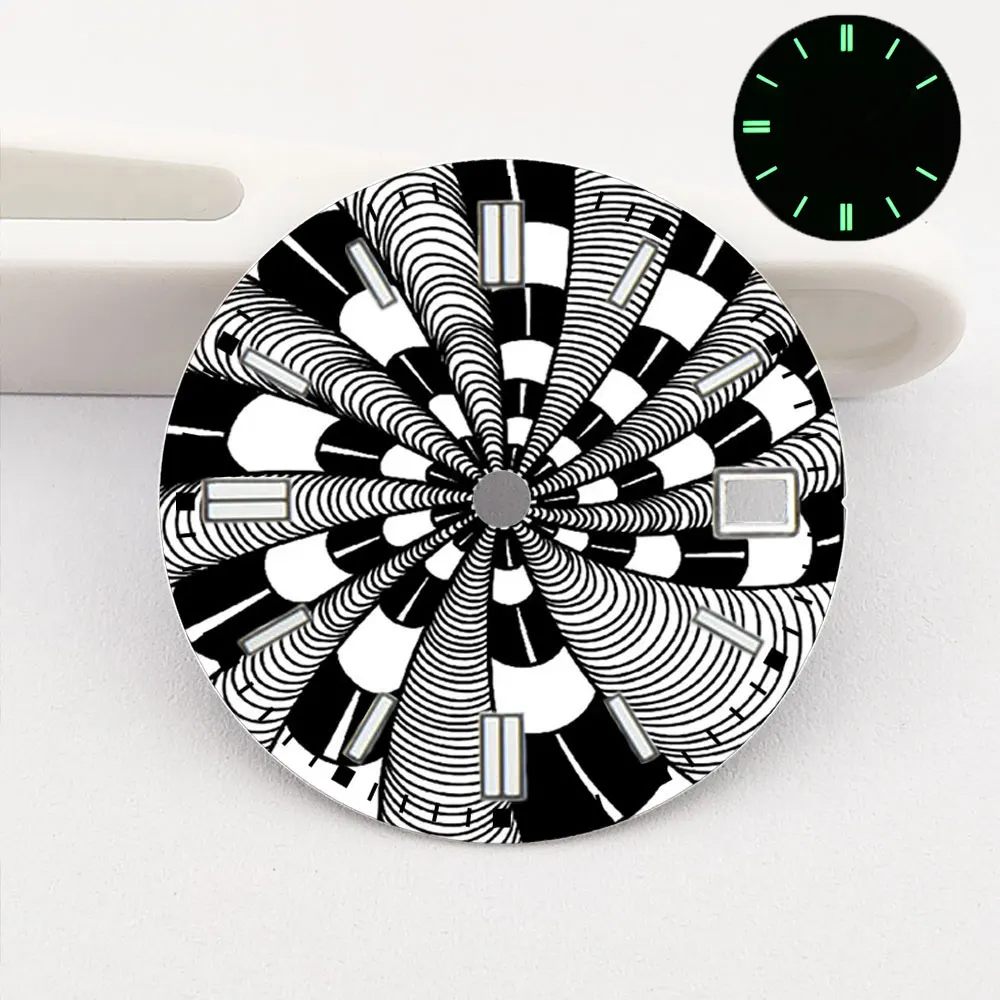 يمكن تخصيص قرص الساعة NH35 مقاس 28.5 مم بنمط مطبوع بالألوان قرص nh35 مناسب لأجزاء ساعة الحركة NH35/36