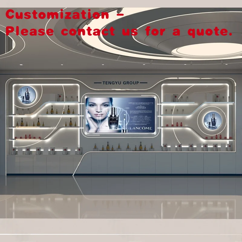 custom.High-end Lacquered Cosmetic Display Cabinet, Makeup and Skincare Product Display with Lighting, Display Cabinet