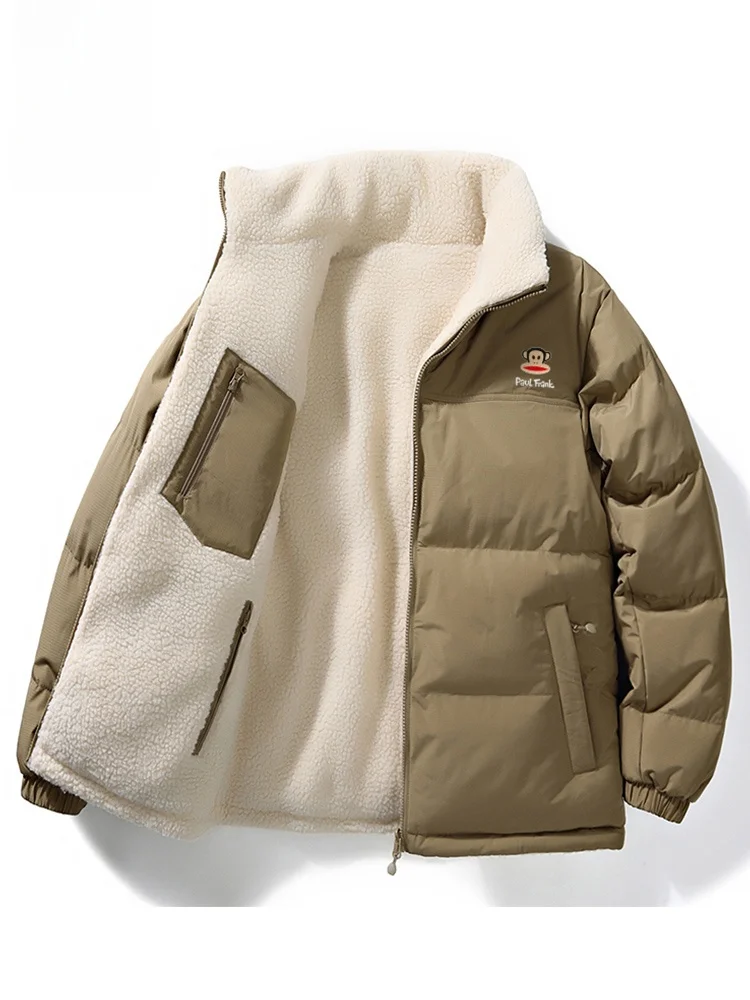 

PaulFrank Double-Sided Wear Thiened Fce Lined Winter Cotton Jaet Men's Faionable Lamb Velvet Coat Youth Casual Sle