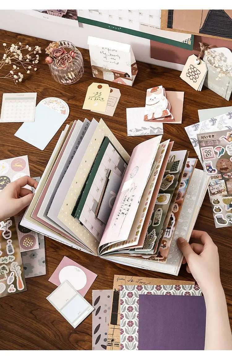 Chaoyu Koreanischer Ins-Style Journal-Materialien-Set, Hochwertiges Salz-Stil Charaktermuster-Sticker-Materialpapier, Ita Bag DIY-Materialien – Detail 3