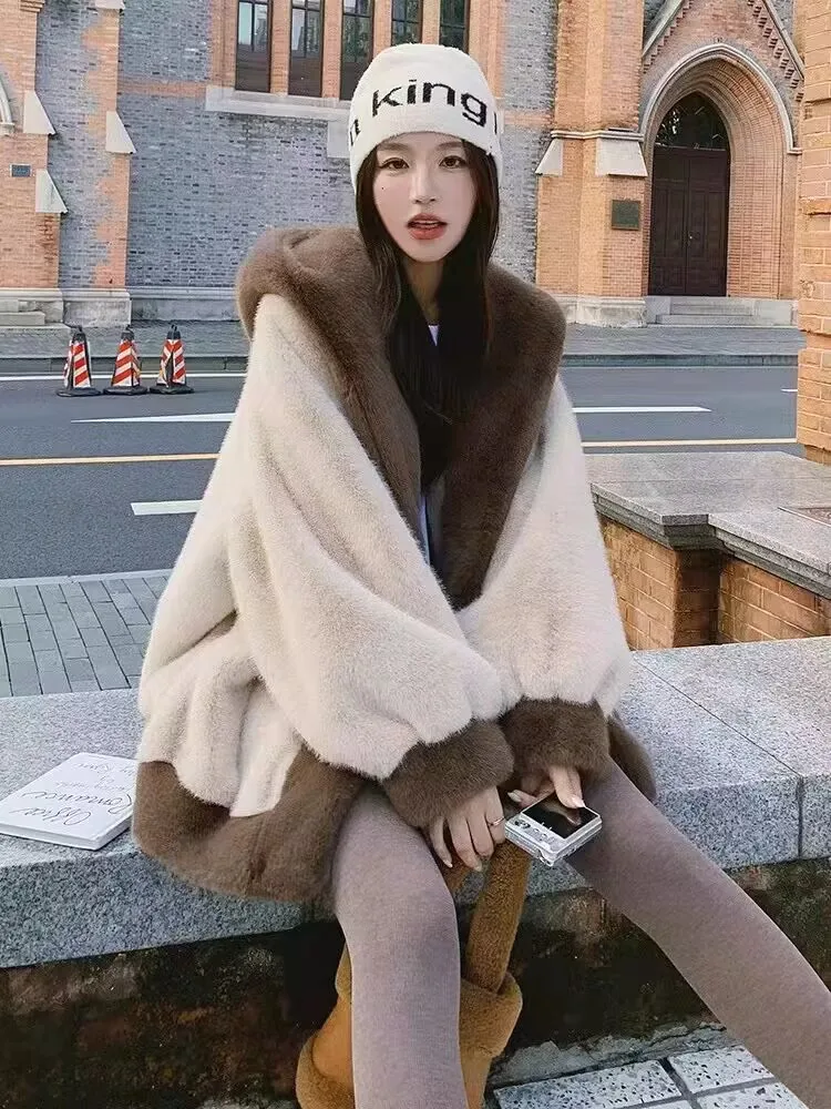 2026 Winter New Mink Fur Coat imitation Gold Mink Fur Integrated Women Mid length Mesh Red Fur Thickened Versatile Oversize XL