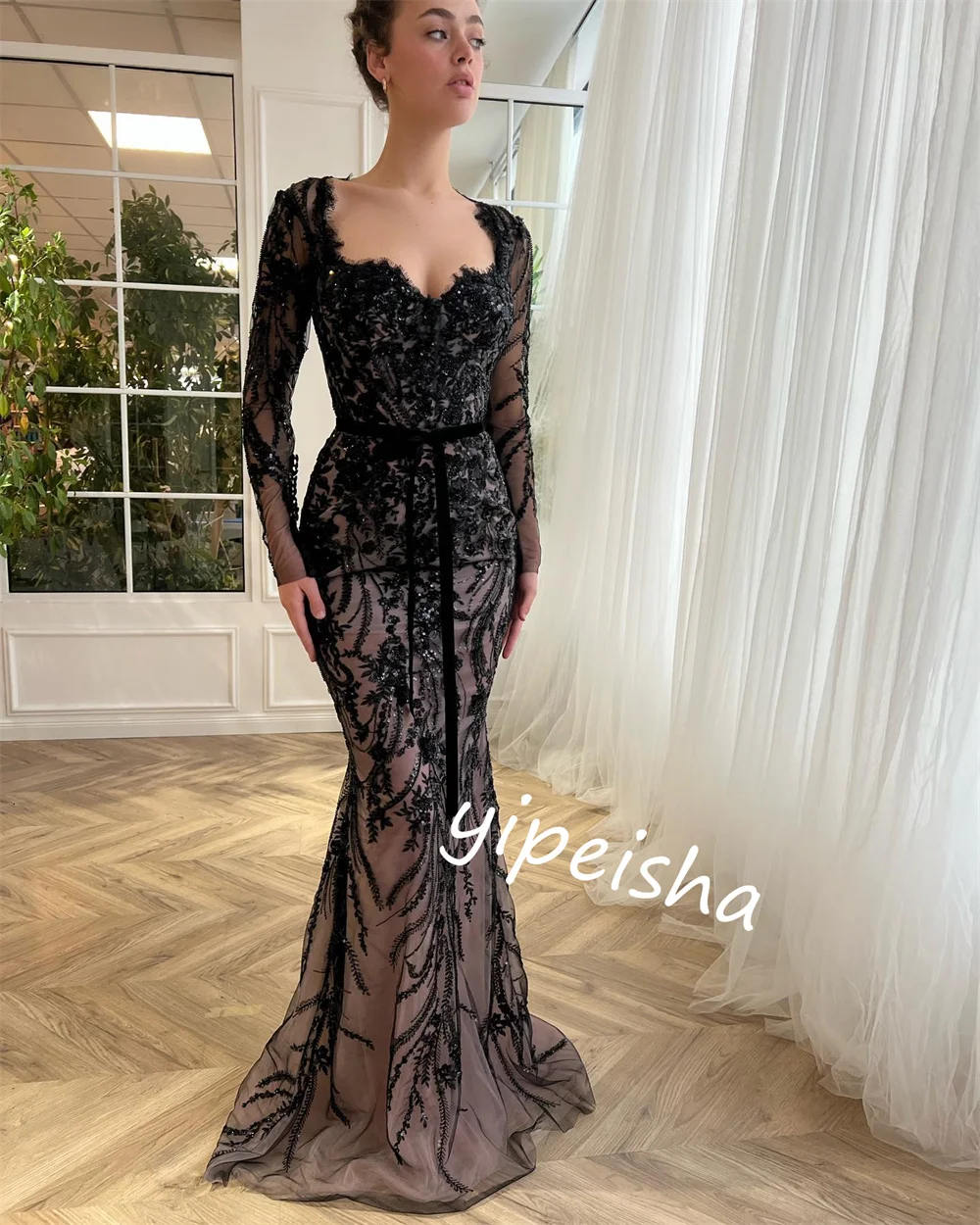 Ball Dress Evening Saudi Arabia Organza Applique Valentine's Day Trumpet Square Neck Bespoke Occasion Gown Long Dresses