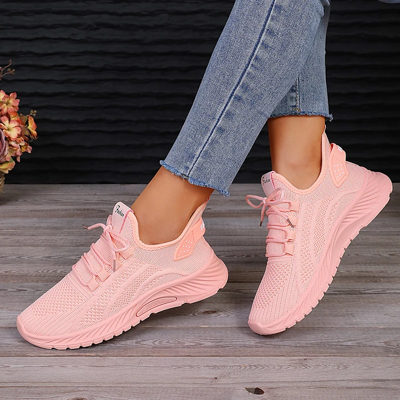 Lucyever 2024 Mesh Breathable Women Sneakers Casual Thick Bottom Lace-up Vulcanized Shoes Ladies Platform Sneaker Shoes Woman 43