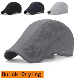 Unisex Summer Quick-Dry Baseball Hat Mesh Breathable Golf Sports Outdoor Running Cap Mens Newsboy Working Sunhats Visor Beret