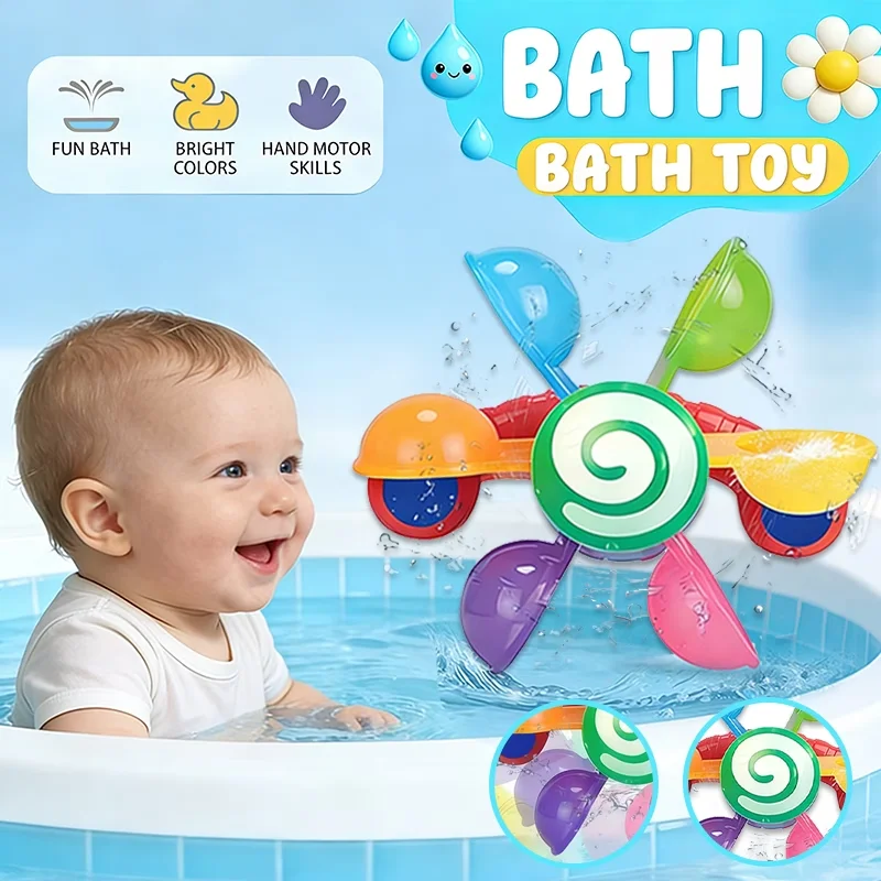 Juguete giratorio para bañera, juego sensorial divertido para la hora del baño para bebés, niños y niñas, juguetes para el baño, regalo ideal para cumpleaños, 1 ud.