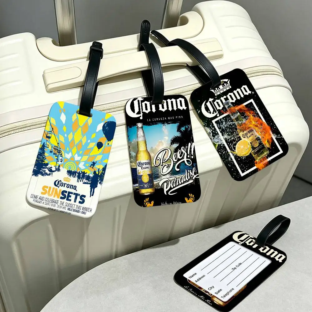 Bekannte Marke C-Corona E-Extra Bier Wasserdichte Informationskartenhülle PVC-Gepäckanhänger Anti-Verlust-Identifikator für Koffer und Handtaschen