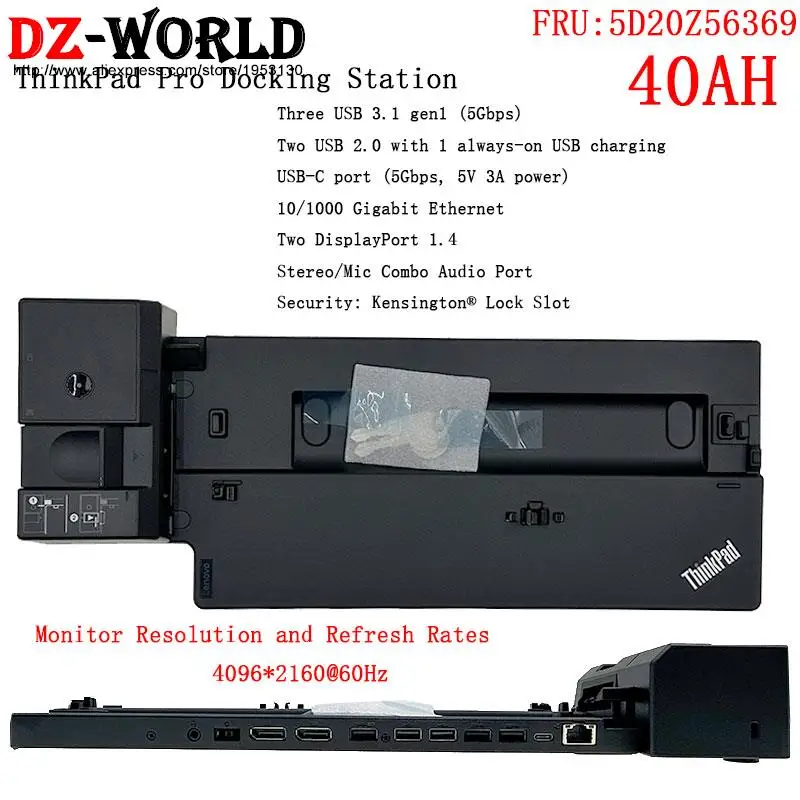 Estação de Doca Básica para Laptop Lenovo-thinkpad 40ah T590 T580 L480 L490 T495 T490 T480 s P43s A485 P52s P53s L13 X390 Ioga X280
