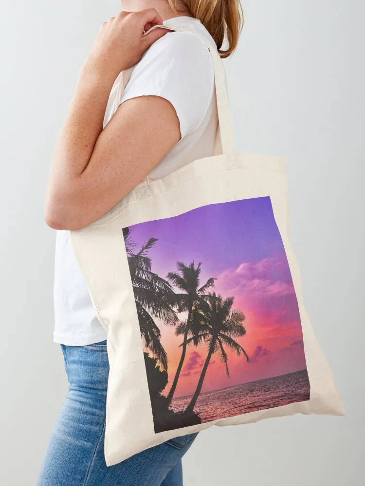 

Beautiful Tropical Pink Palm Tree Sunset Tote Bag Gift bag tote bags men Women's bags Women's tote bag