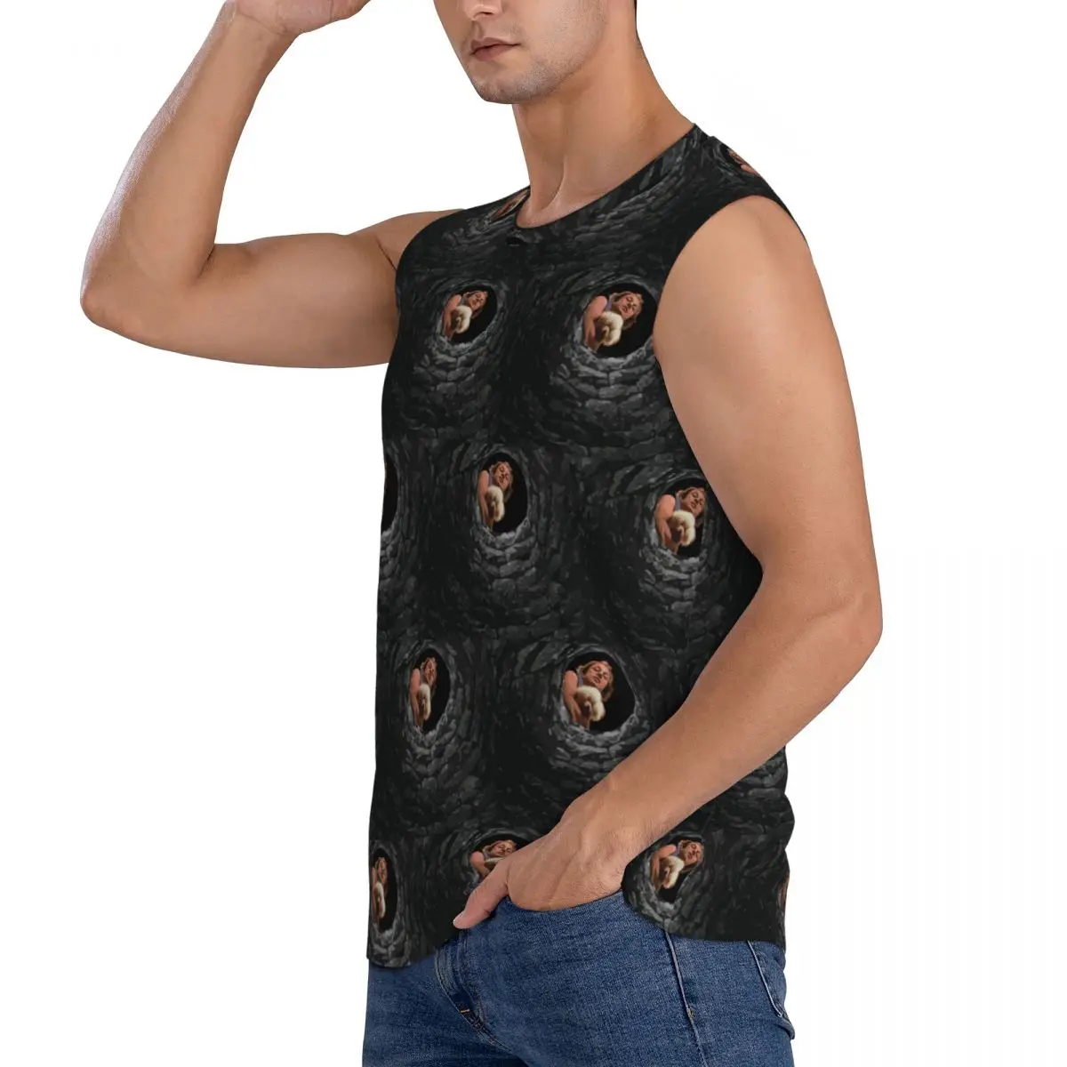 Buffalo Bill Looking Down Well Men Sleeveless Tank Tops Quick Dry Breathable Gym Fitness Running Summer Casual Sport Vest