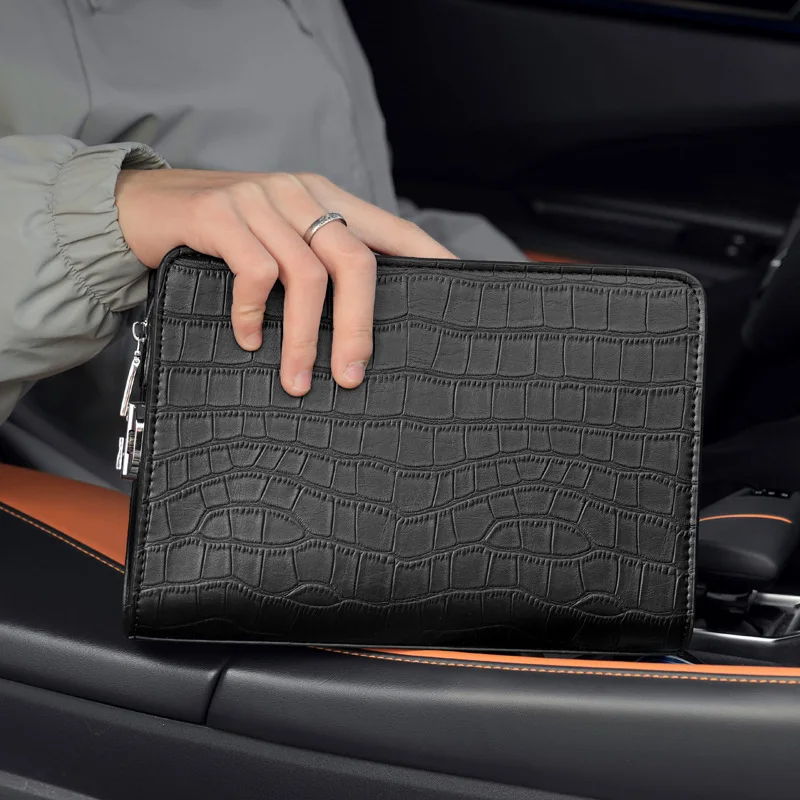 New Stylish and Minimalist Men's Clutch Business-Style, Large-Capacity Wallet with Combination Lock and Premium Texture