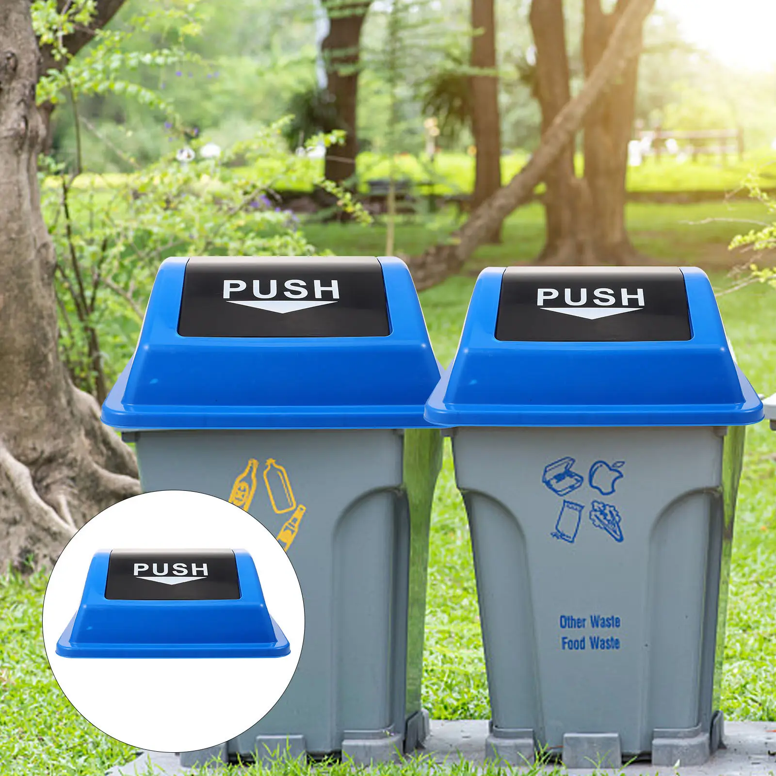Lightweight Plastic Trash Can Lid Replacement Cover for Sanitation Garbage Bin Outdoor Use Trash Can Lid Waste Bin Cover