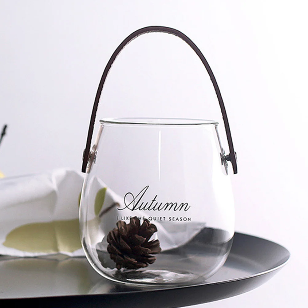 

1Pcs Handle Glass Vase Decorative Storage Jar Hydroponic Flower Vessel Indoor Desktop Ornament Nordic Style