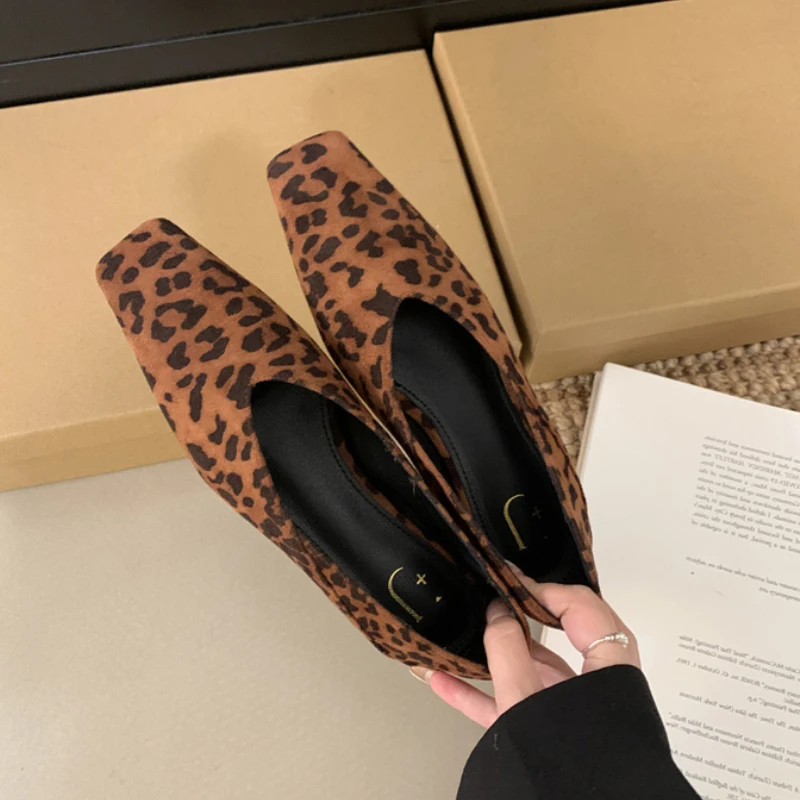 

Leopard Flats Women Loafers Sports Square Toe Shoes Woman Sandals Summer New 2025 Fashion Marie Janes Casual Shoes Mujer Zapatos