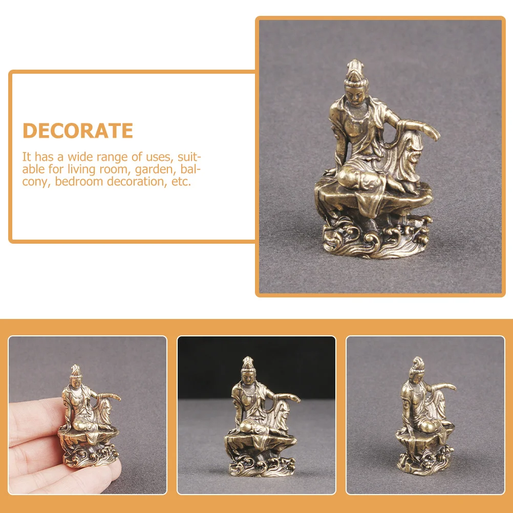 

Brass Avalokitesvara Statue Retro Guan Yin Home Decoration Indoor Desktop Decor Vintage Brass Buddha Ornament Desk Decor